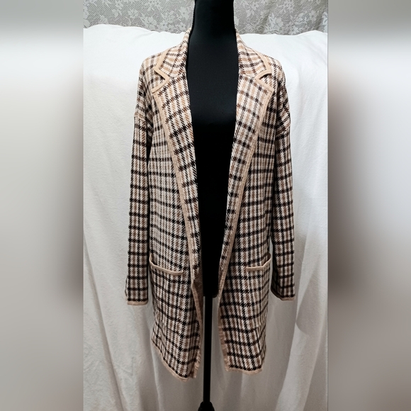 NWT Plaid Open Sweater Blazer  Size Large By Loft By Ann Taylor - Picture 2 of 5